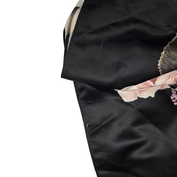 Betsy & Adam Satin Maxi Skirt Floral Size 6 Black Formal Garden Party - Picture 4 of 6